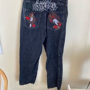 Y2K Ninth Ambush Hall Embroidered Black Jeans